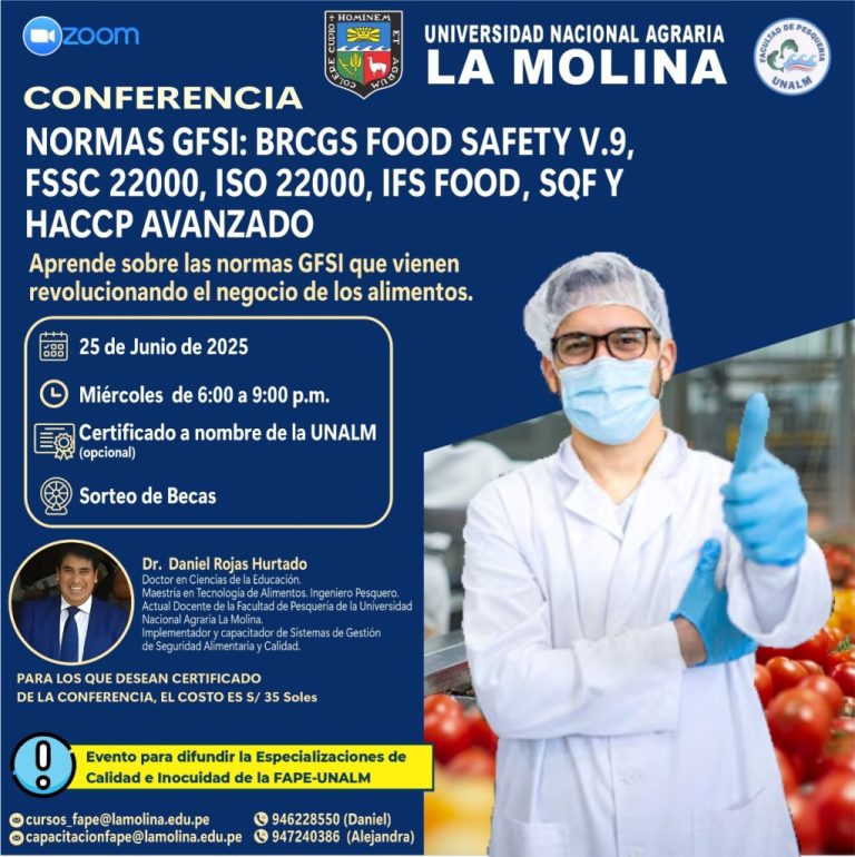 CONFERENCIA GRATUITA NORMAS GFSI: BRCGS FOOD SAFETY V.9, FSSC 22000, ISO 22000, IFS FOOD, SQF Y HACCP AVANZADO