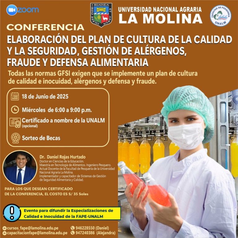 CONFERENCIA ELABORACIÓN DEL PLAN DE CULTURA DE LA CALIDAD Y LA SEGURIDAD, GESTIÓN DE ALÉRGENOS, FRAUDE Y DEFENSA ALIMENTARIA