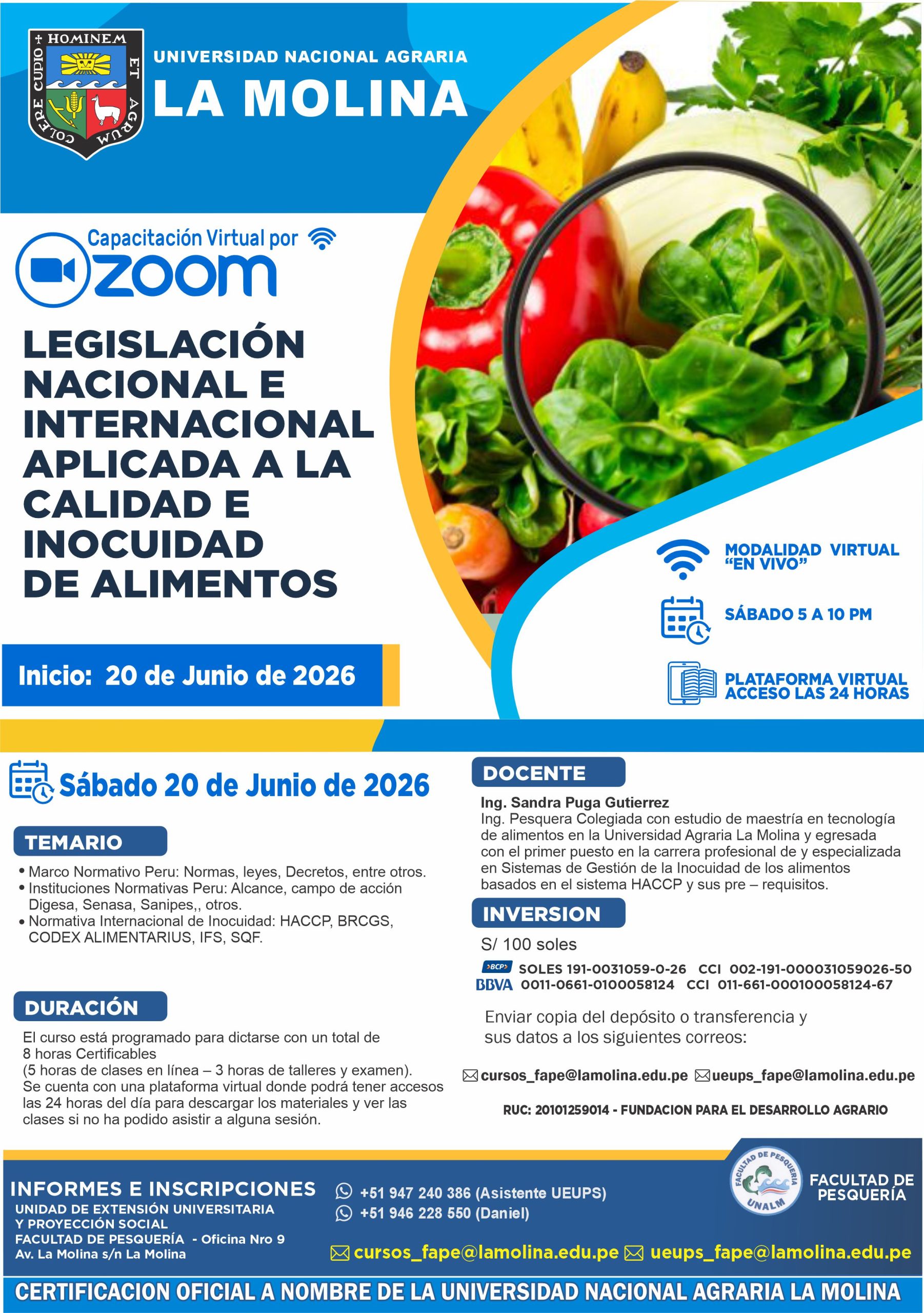 Póster Oficial - Legislación Nacional e Internacional Aplicada a la Calidad e Inocuidad de Alimentos